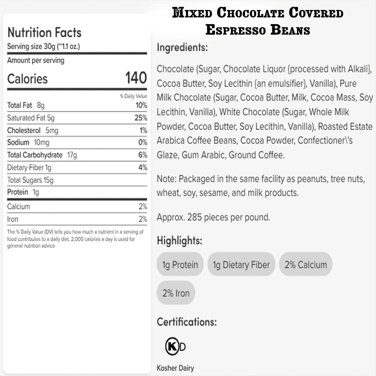 Mixed Chocolate Covered Espresso Beans