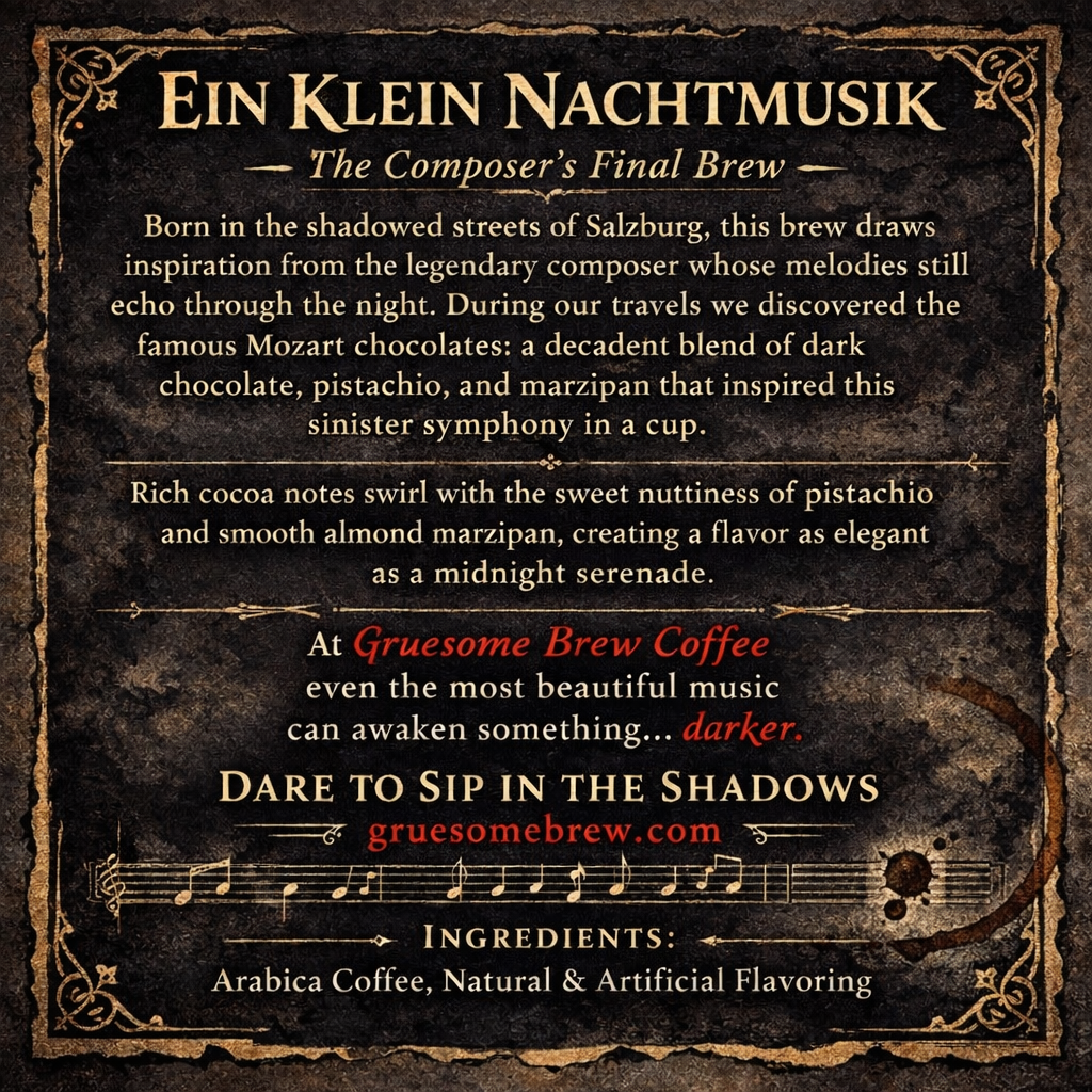 Ein Klein Nachtmusik- Dark Chocolate Pistachio flavored coffee